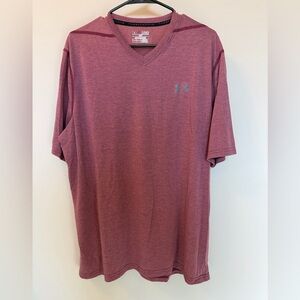 Under Armour Men’s Heathered Maroon V-Neck Performance Tee